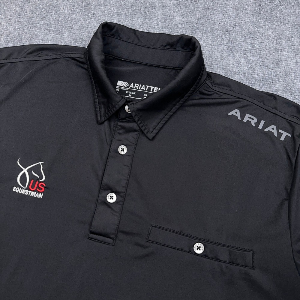 Ariat Tek Norco Polo Men's Medium Black US Equestrian Performance Short Sleeve